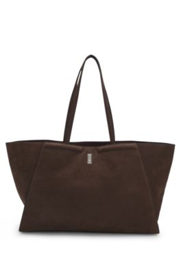 Bolso Ariell estilo shopper en nobuk con monograma Double B, P&uacute;rpura oscuro