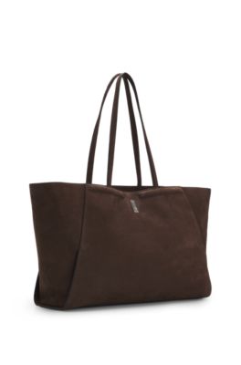 Bolso Ariell estilo shopper en nobuk con monograma Double B, P&uacute;rpura oscuro