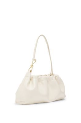 Bolso hobo con cord&oacute;n y herrajes dorados, Blanco