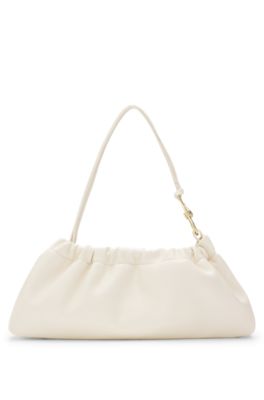 Bolso hobo con cord&oacute;n y herrajes dorados, Blanco