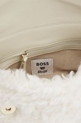 Bolso bandolera BOSS x Steiff de peluche con correa de cadena, Blanco