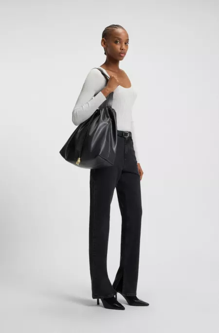 Shoulder bag with gold-tone hardware