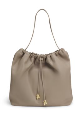 HUGO - Drawstring shoulder bag with gold-tone hardware