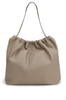 Bolso bandolera con cord&oacute;n y herrajes dorados, Beige claro