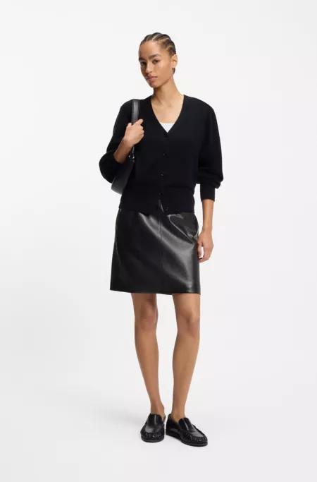 Nappa-leather skirt with front seam