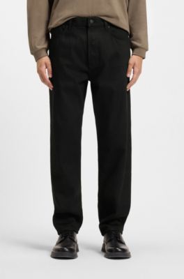 Black tapered-fit jeans in Japanese denim, Black