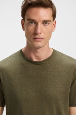 BECKHAM x BOSS T-shirt in soft linen, Green