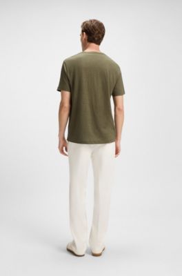 BECKHAM x BOSS T-shirt in soft linen, Green