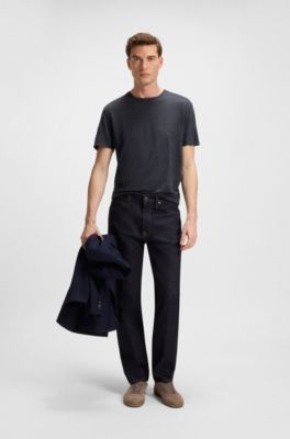 Camiseta BECKHAM x BOSS en lino suave, Azul oscuro