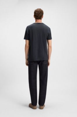 BECKHAM x BOSS T-shirt in soft linen, Dark Blue