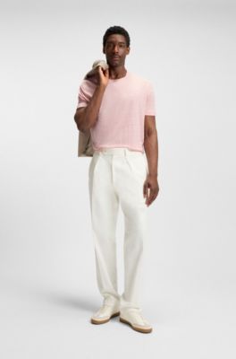 BECKHAM x BOSS T-shirt in soft linen, Pink