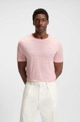 BECKHAM x BOSS T-shirt in soft linen, Pink