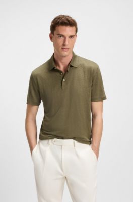 BECKHAM x BOSS polo shirt in linen, Green
