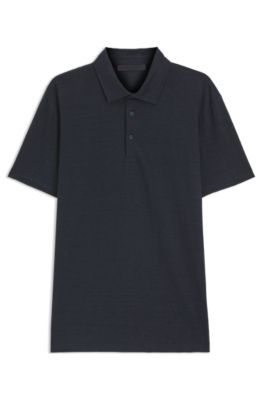 BECKHAM x BOSS polo shirt in linen, Dark Blue