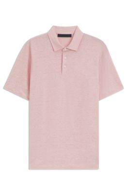 BECKHAM x BOSS polo shirt in linen, Pink