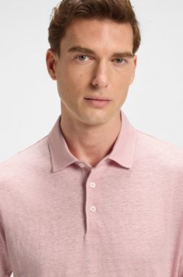 BECKHAM x BOSS polo shirt in linen, Pink