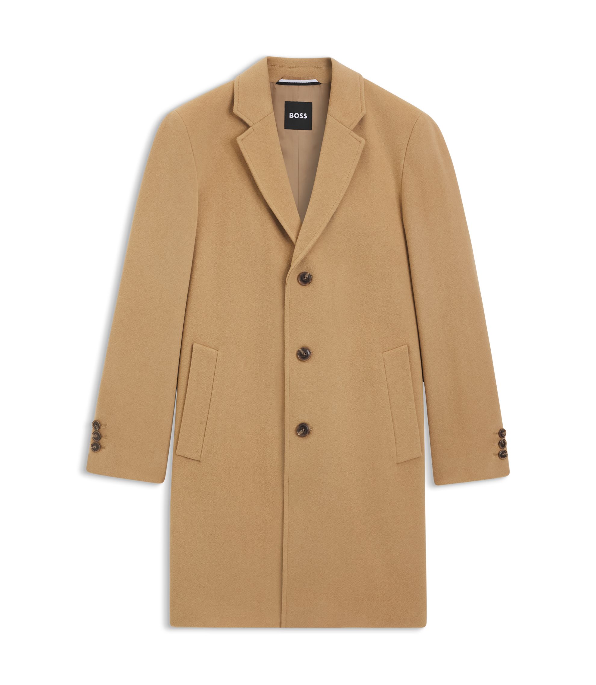 BOSS Formal coat in a wool blend Beige