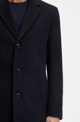 Abrigo formal en mezcla de lana, Azul oscuro