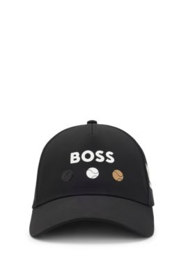 Logo-detailed cap in stretch nylon, Black