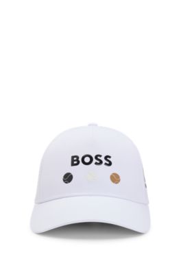 Logo-detailed cap in stretch nylon, White