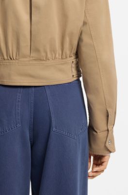 Veste courte en twill de coton toucher du papier, Marron