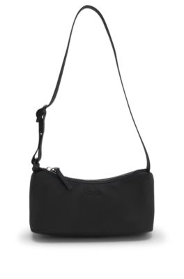 Hobo bag with tonal rubberised logo, Black