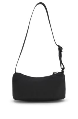 Hobo bag with tonal rubberised logo, Black