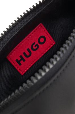 Hobo bag with tonal rubberised logo, Black