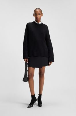 Hobo bag with tonal rubberised logo, Black