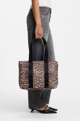 Tote bag with leopard print, Patterned