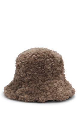 Gorro de pescador BOSS&nbsp;x&nbsp;Steiff en tejido de peluche, Marr&oacute;n claro