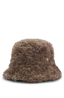 Gorro de pescador BOSS&nbsp;x&nbsp;Steiff en tejido de peluche, Marr&oacute;n claro