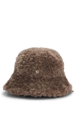 Gorro de pescador BOSS&nbsp;x&nbsp;Steiff en tejido de peluche, Marr&oacute;n claro