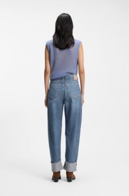 Vaqueros relaxed fit con pernera tipo globo, Azul