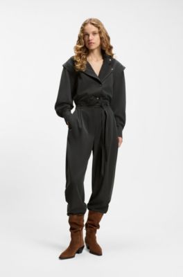 Jumpsuit in sandwashed fabric, Light Grey