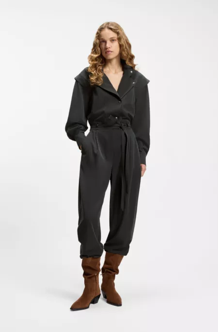 Jumpsuit in sandwashed fabric
