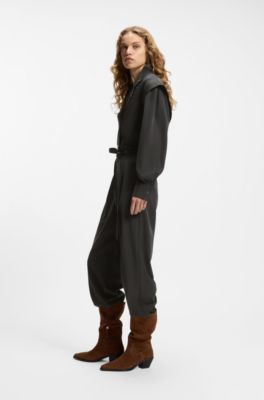 Jumpsuit in sandwashed fabric, Light Grey