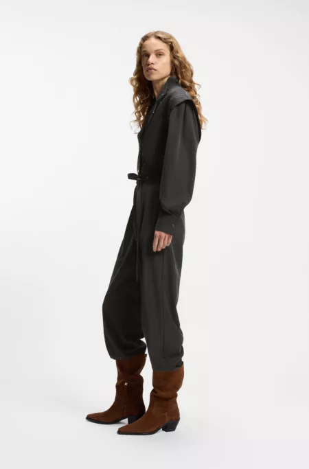 Jumpsuit in sandwashed fabric