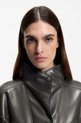 Faux-leather gilet with belt, Light Grey