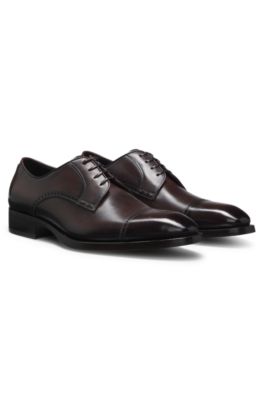 Brogue-detail Derby shoes in leather, Dark Brown