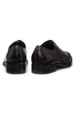 Brogue-detail Derby shoes in leather, Dark Brown