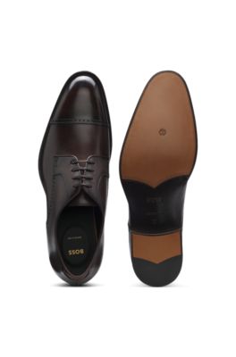 Zapatos Derby de piel con detalles calados, Marr&oacute;n oscuro
