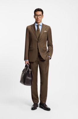 Brogue-detail Derby shoes in leather, Dark Brown