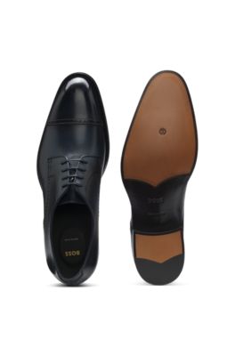 Brogue-detail Derby shoes in leather, Dark Blue