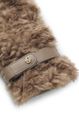 BOSS x Steiff gloves in teddy and leather, Light Brown