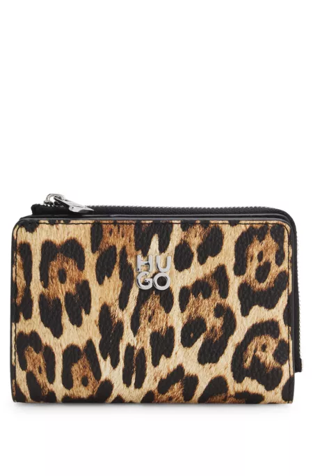 Leopard-print wallet in faux leather