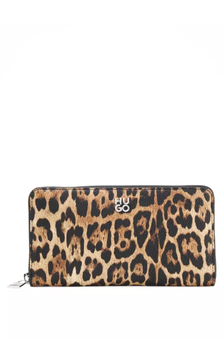 Leopard-print wallet in faux leather