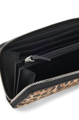 Cartera de piel sint&eacute;tica con cremallera envolvente y estampado de leopardo, Fantas&iacute;a
