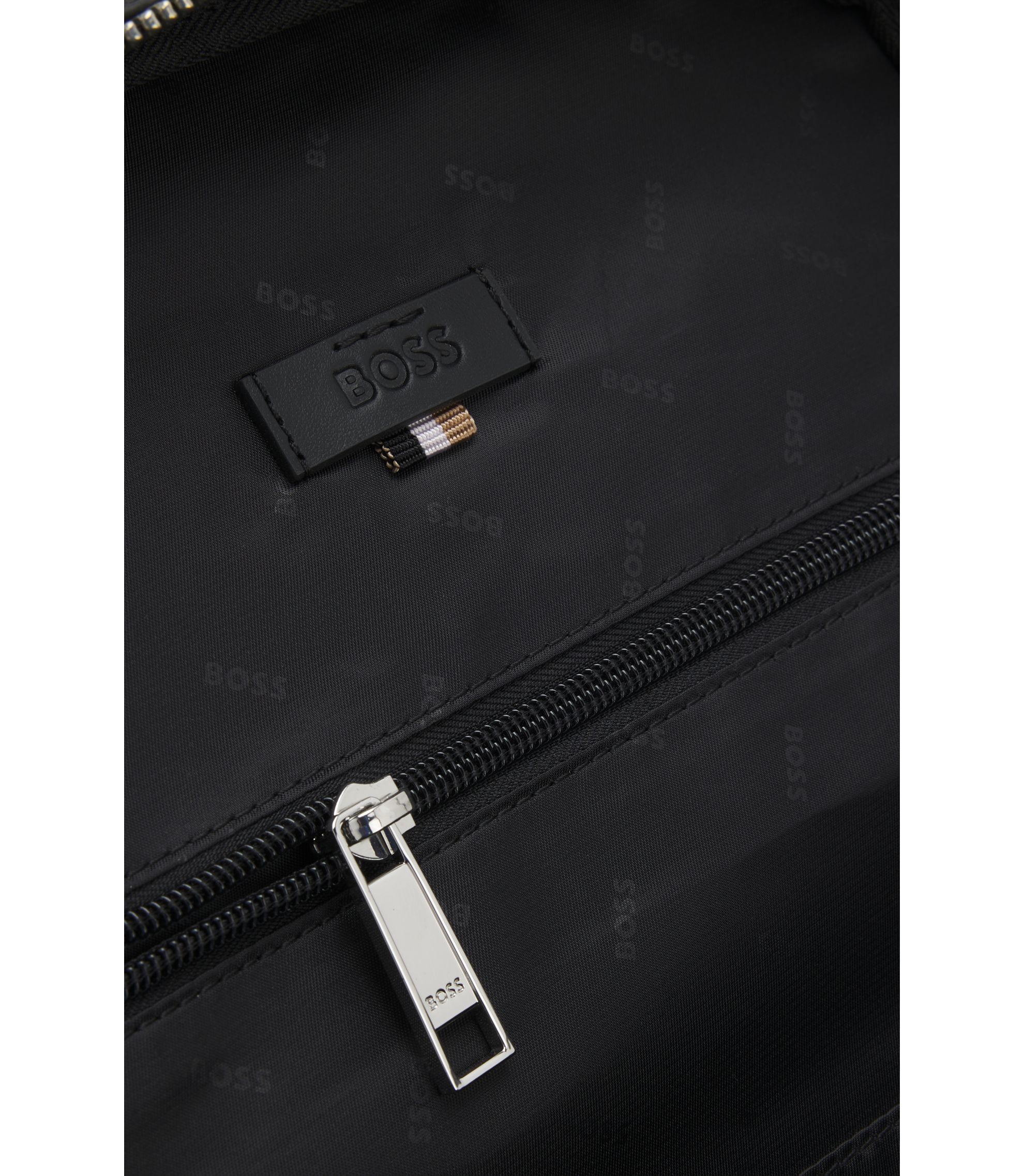 BOSS - Italian-leather backpack with zipped side pockets - Black