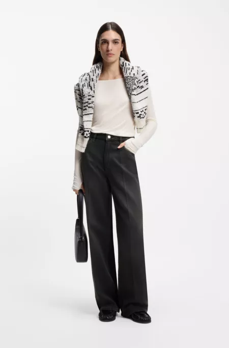 Grey boyfriend-fit jeans in rigid denim